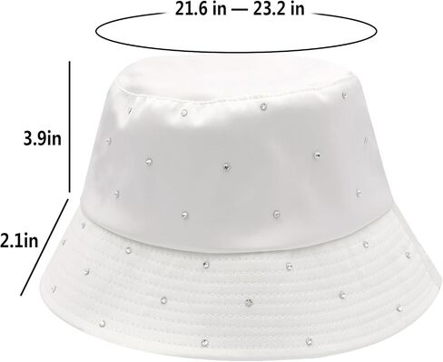 Women Bling Bucket Hat Silky Satin Shiny Rhinestone Bucket Sun Hat Packable Summer Outdoor Fishing Caps for Travel Beach in Kuwait