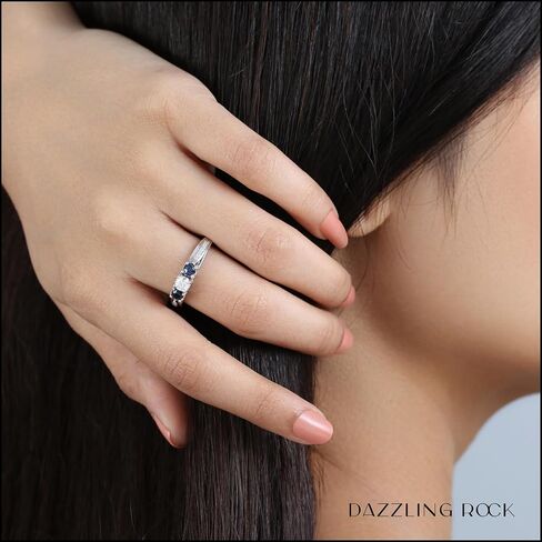 خاتم زفاف من مجموعة Dazzlingrock من الأحجار الكريمة أو الماس الأبيض والألماس الأبيض مكون من 3 أحجار للنساء من الذهب الخالص in Kuwait