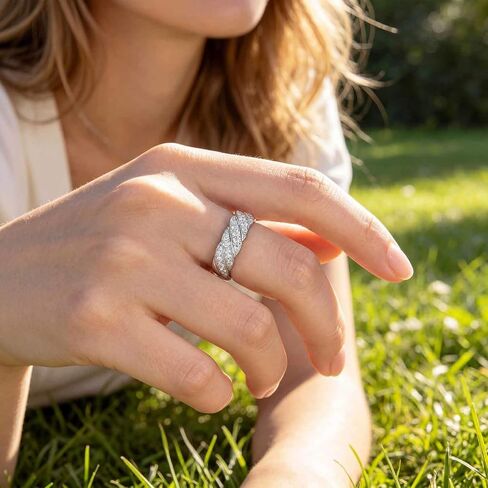 Moissanite Wedding Bands For Women Vintage Style Wide Band Ring 925 Sterling Silver Sz 5-10 in Saudi Arabia