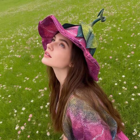 Flower Hat Fairy Costume for Women,Pink Witch Hats Halloween Cosplay Adult Party Festive in Saudi Arabia