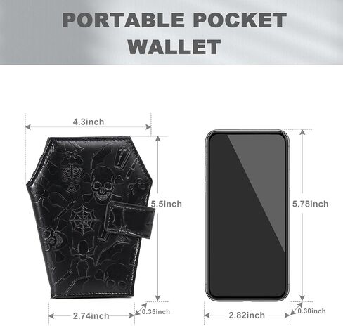 Gothic Wallet Leather with Embossed Skull Bats Spiders, Coffin Wallets for Women, Punk Horror Bifold Wallets, Goth Gifts for Halloween Accessories in Saudi Arabia