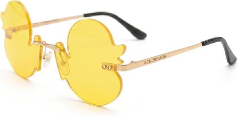 Novelty Duck Sunglasses for Adults, Frameless Yellow Duck Glasses Fun Party Eyewear, Funny Gag Gifts for Women Men Bachelorette Pool Party Music Festival Photo Booth Props in Kuwait