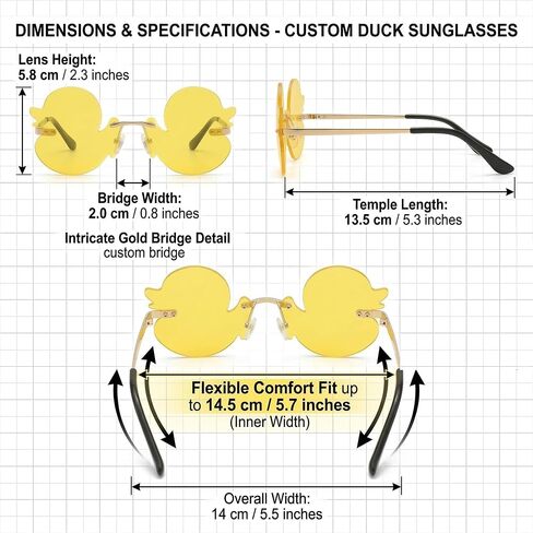 Novelty Duck Sunglasses for Adults, Frameless Yellow Duck Glasses Fun Party Eyewear, Funny Gag Gifts for Women Men Bachelorette Pool Party Music Festival Photo Booth Props in Kuwait