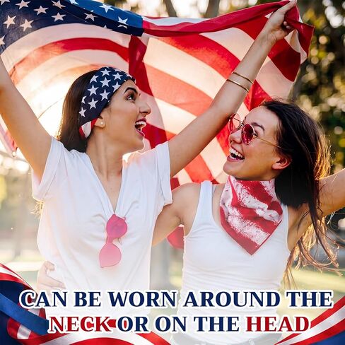 Cuffbow 12 Pack 4th of July American Flag Bandanas 100% Cotton 6 Style 21 x 21 Inch USA Patriotic Bandanas 250th Anniversary Red White Blue Head Wrap Scarf for Men Women Independence Accessories in Saudi Arabia