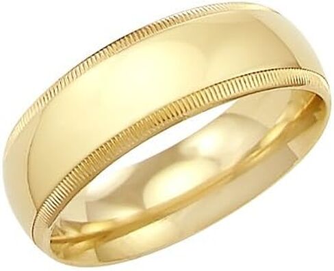 14k Solid Yellow Gold Milgrain Wedding Heavy Ring Band 8MM - Size 11 in Kuwait