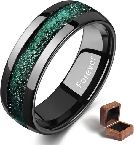 TUNGSTORY Mens Tungsten Wedding Bands 8mm Flowing Sand Inlay Mens Rings Wedding Rings Comfort Fit Jewelry Gift for Him Size 7-12 in Saudi Arabia