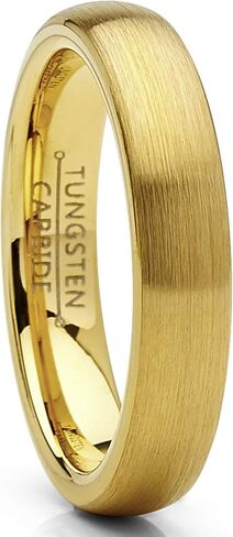 Metal Masters Co. Dome Tungsten Carbide Ring Goldtone Wedding Band 4mm Men Women Comfort Fit in Kuwait
