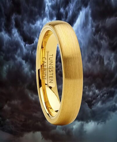 Metal Masters Co. Dome Tungsten Carbide Ring Goldtone Wedding Band 4mm Men Women Comfort Fit in Kuwait