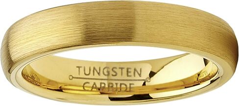 Metal Masters Co. Dome Tungsten Carbide Ring Goldtone Wedding Band 4mm Men Women Comfort Fit in Kuwait