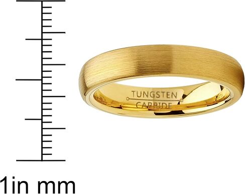 Metal Masters Co. Dome Tungsten Carbide Ring Goldtone Wedding Band 4mm Men Women Comfort Fit in Kuwait