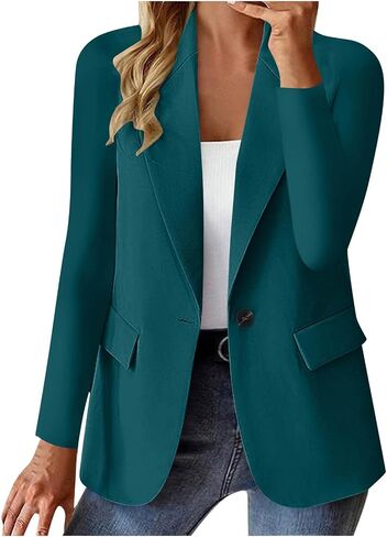 Women's Ruched 3/4 Sleeve Blazers, Lightweight Slim Fit Jackets with Padded Shoulder for Business Casual in Kuwait