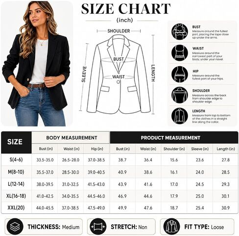 2026 Blazers for Women Business Casual Lightweight Suit Long Sleeve Lapel Open Front Suit Jacket Work Blazer with Pockets in Kuwait