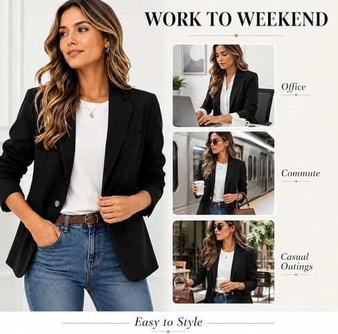 2026 Blazers for Women Business Casual Lightweight Suit Long Sleeve Lapel Open Front Suit Jacket Work Blazer with Pockets in Kuwait
