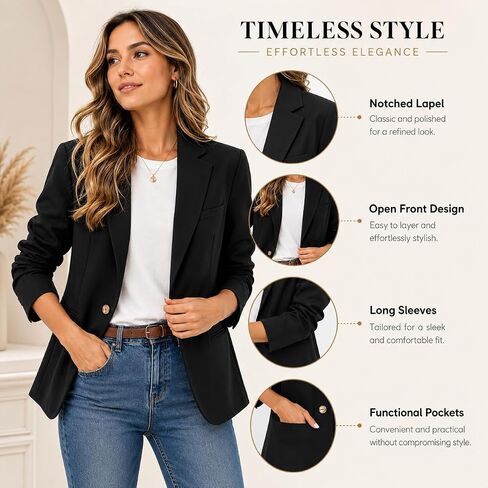 2026 Blazers for Women Business Casual Lightweight Suit Long Sleeve Lapel Open Front Suit Jacket Work Blazer with Pockets in Kuwait