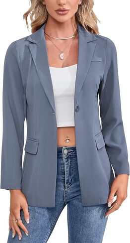 KOJOOIN Blazer for Women Long Sleeve Open Front Casual Single Breasted Office Blazer with Pockets in Kuwait