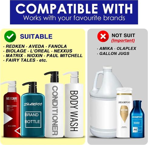 2pcs Shampoo Pump for Liter 33.8 oz Shampoo and Conditioner Bottle Pump Dispenser Fits Salon Bottles with 1.1 inch Opening, Black & White Replacement Pump Top for Soft Hair Product,Body Wash,Lotion in Saudi Arabia