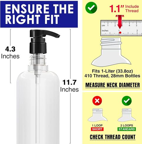 2pcs Shampoo Pump for Liter 33.8 oz Shampoo and Conditioner Bottle Pump Dispenser Fits Salon Bottles with 1.1 inch Opening, Black & White Replacement Pump Top for Soft Hair Product,Body Wash,Lotion in Saudi Arabia