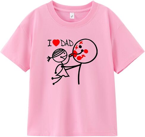 Father Day Shirt for Toddler Boys Girls Kids, I Love Dad Hero Dino Line Art Tee, 3T-8T in Saudi Arabia