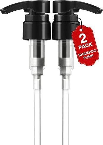2pcs Shampoo Pump for Liter 33.8 oz Shampoo and Conditioner Bottle Pump Dispenser Fits Salon Bottles with 1.1 inch Opening, Black & White Replacement Pump Top for Soft Hair Product,Body Wash,Lotion in Saudi Arabia