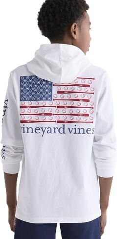 vineyard vines Boys' Boys' Usa Baseball Flag Long-sleeve Cotton Hoodie Tee in Saudi Arabia