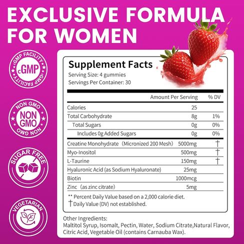 Creatine Gummies for Women - 5000mg Creatine Monohydrate for Lean Muscle Support, Strength & Energy, Sugar-Free Pre Workout Supplement, Easy Chewable Formula, 120 Gummies in Saudi Arabia