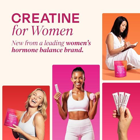 Creatine for Women with Collagen Peptides | Stick Packs | Strength, Cognitive Health, Glow & Recovery Support | Creatine Monohydrate Powder 5g + Collagen Powder 2g + BCAAs 1g | Unflavored | 30 Ct in Kuwait