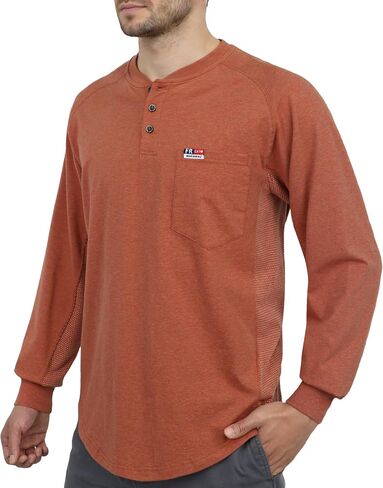BOCOMAL FR قمصان Henley Bird's-Eye شبكة تهوية قابلة للتنفس (الظهر وتحت الإبط) EX لينة مقاومة للهب الصيف العمل تي شيرت in Kuwait