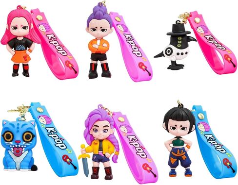 6pcs Demon Movie Hunters Cartoon Keychain, Cute Keychains Accessories Keyring Key Wristlet Car Charms Backpack Key Chain in Saudi Arabia
