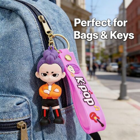 6pcs Demon Movie Hunters Cartoon Keychain, Cute Keychains Accessories Keyring Key Wristlet Car Charms Backpack Key Chain in Saudi Arabia