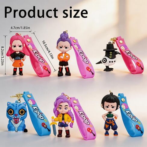6pcs Demon Movie Hunters Cartoon Keychain, Cute Keychains Accessories Keyring Key Wristlet Car Charms Backpack Key Chain in Saudi Arabia