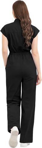 niaahinn Women’s Stretch Scrub Jumpsuit Zip Front, Drawstring Waist, Multi-Pocket Medical Uniform in Saudi Arabia