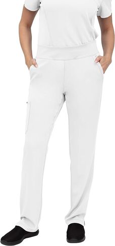 for Women, Scrub Medical Pants with 5 Pockets Yoga Waistband Pants Midrise fit 3501 Camila - X-Small White in Saudi Arabia
