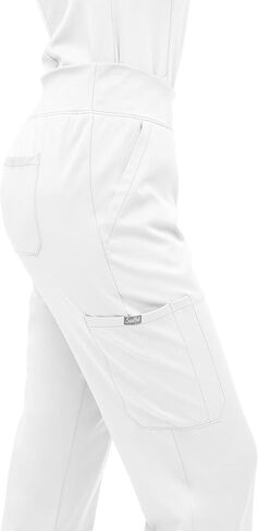 for Women, Scrub Medical Pants with 5 Pockets Yoga Waistband Pants Midrise fit 3501 Camila - X-Small White in Saudi Arabia