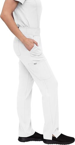 for Women, Scrub Medical Pants with 5 Pockets Yoga Waistband Pants Midrise fit 3501 Camila - X-Small White in Saudi Arabia