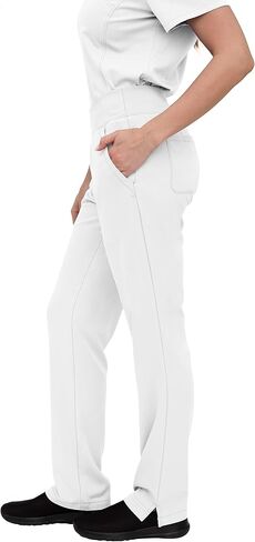 for Women, Scrub Medical Pants with 5 Pockets Yoga Waistband Pants Midrise fit 3501 Camila - X-Small White in Saudi Arabia