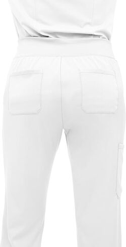 for Women, Scrub Medical Pants with 5 Pockets Yoga Waistband Pants Midrise fit 3501 Camila - X-Small White in Saudi Arabia