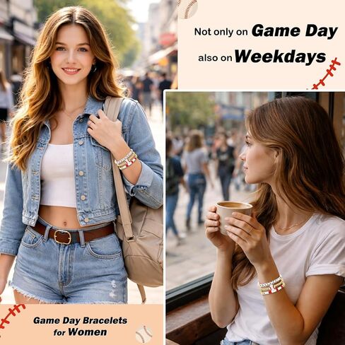 Joyline Game Day Football Baseball Soccer Softball Charm Bracelets for Women Men Stackable Sports Jewelry for Moms & Dads Sports Fans Team Jewelry Gift in Saudi Arabia