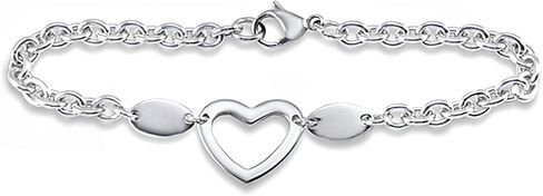West Coast Jewelry Women's Stainless Steel Polished Heart Cut-out Charm Bracelet - 7.25" in Saudi Arabia