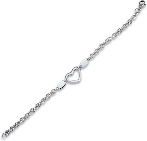 West Coast Jewelry Women's Stainless Steel Polished Heart Cut-out Charm Bracelet - 7.25" in Saudi Arabia