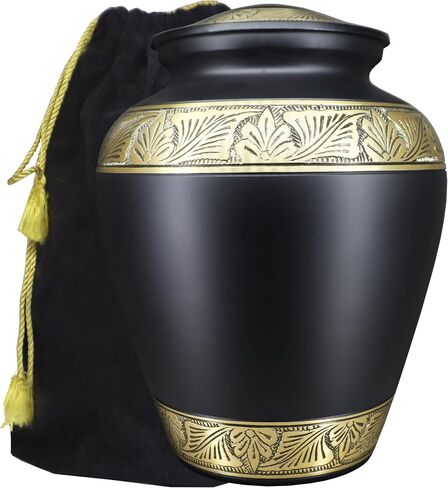 M MEILINXU Urns for Human Ashes Adult Man or Women, Cremation Urn for Ashes Adult Male or Female, Funeral Decorative for Burial, Black and Gold, Engraved Urns for Men - Large Full Size in Saudi Arabia