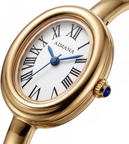 Gold Tone Bangle Watch for Ladies, Vintage Oval Dial Gold Watches for Women, Roman Numerals, Small Analog Quartz in Kuwait