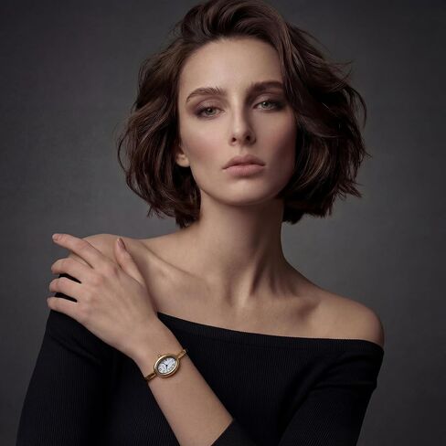 Gold Tone Bangle Watch for Ladies, Vintage Oval Dial Gold Watches for Women, Roman Numerals, Small Analog Quartz in Kuwait