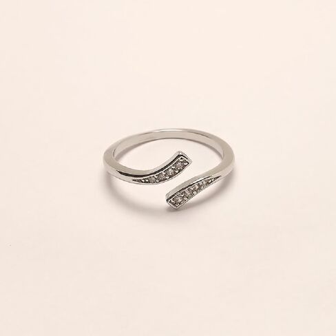 Fashion 925 Sterling Silver Cubic Zirconia Ring for Women, Opening Adjustable Design Simulated Diamond Stackable Ring Engagement Dainty Eternity Band Rings Gift for Couple in Kuwait