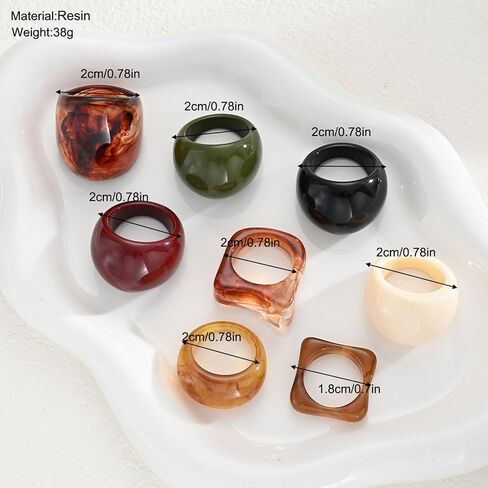 Colorful Resin Chunky Ring Set for Women Geometric Square Dome Acrylic Statement Stackable Rings Trendy Y2K Thick Plastic Knuckle Rings Jewelry Accessories in Kuwait