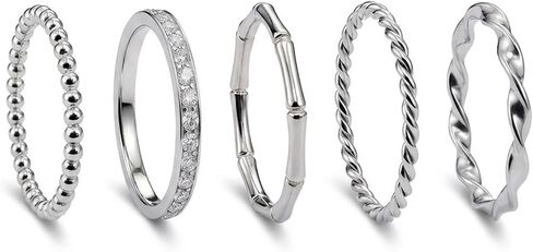 5PCS Rings Set for Women Stainless Steel Stackable Rings for Women Multiple Sizes Cute Jewelry Set Gift in Saudi Arabia