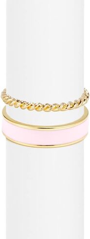 Brook & York Gold Plated Ring Set with Stackable Color Enamel and Rope Ring - Set of 2 (ring sizes 6, 7 or 8) - Gifts for Mom in Saudi Arabia