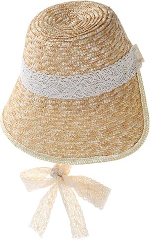 Straw Hat Women French Straw Hat with Laceup Neckstrap for Teens Girl Breathable Headwear LolitaStyle SummerBeach Sun in Saudi Arabia