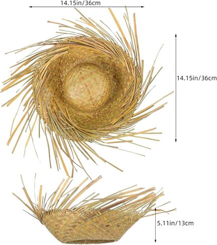 Veemoon Hawaiian Straw Hat for Women and Men, Woven Beach Sun Hat with Wide Brim, Decorative Summer Travel Outdoor Party Headwear 21.6-23.6 inch in Kuwait