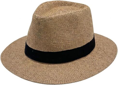 Panama Straw Fedora Hat Men Women Lightweight Breathable Summer Sun Hat 2.4in Brim UV Beach Travel Outdoor in Kuwait
