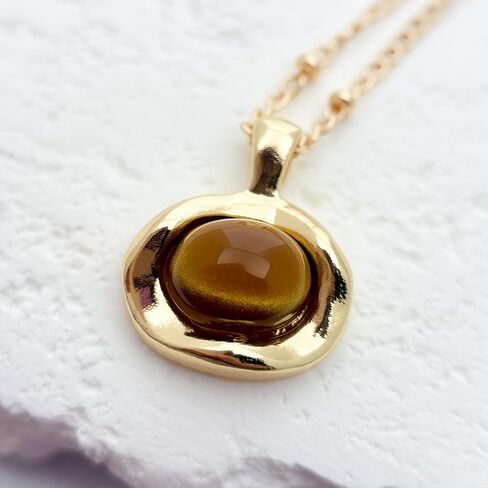 Gold Tigers Eye Stone Necklace Bracelet Earrings Set Chunky Gemstone Pendent Dangle Necklace Natural Gemstone Stretch Bracelet Valentine Prom Fashion Jewelry Mothers Day Gift in Saudi Arabia
